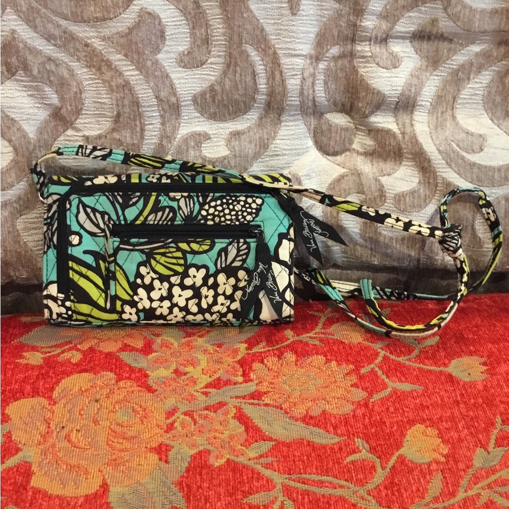 Vera Bradley Green and Blue Floral Wristlet